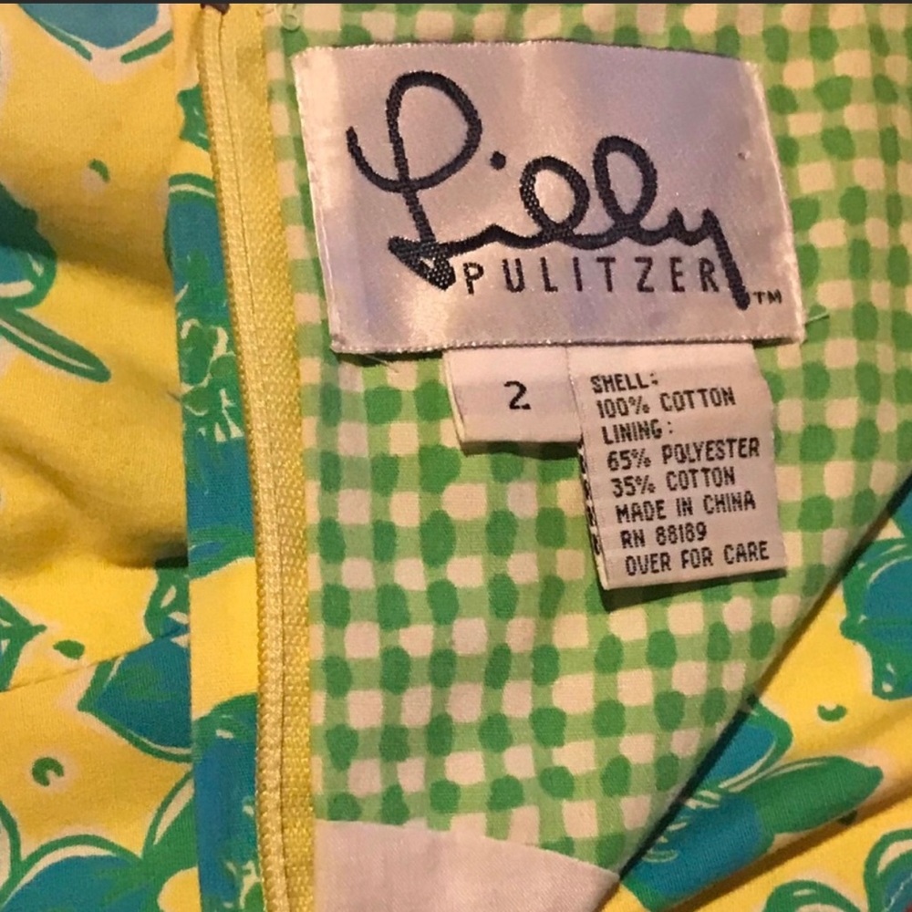 Lilly Pulitzer vintage yellow shift w/dogwood pattern - size 2 - Picture 7 of 8